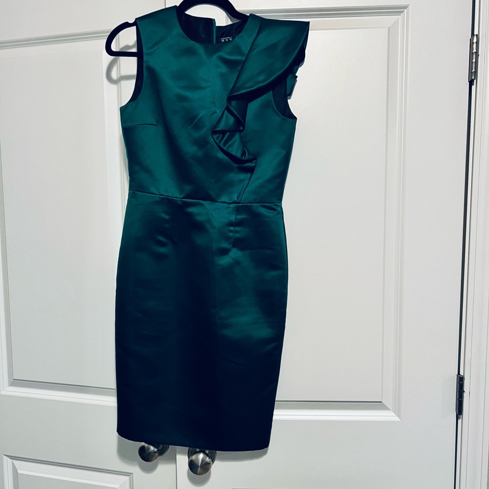 Zara Green Satin Sheath Dress